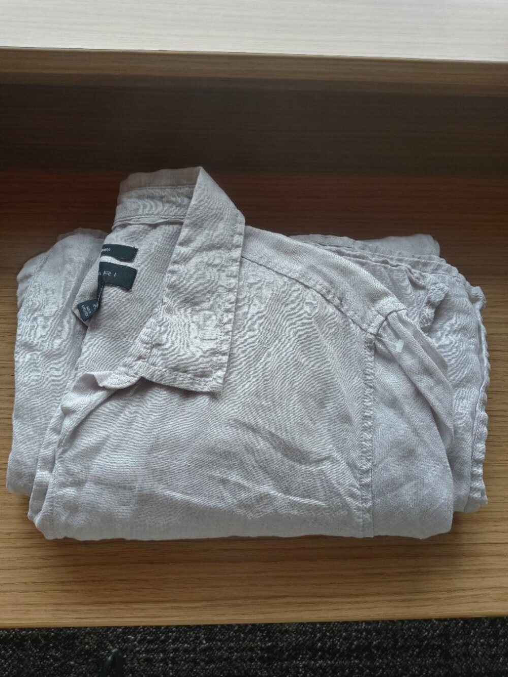 TAHARI 100% linen tunic shirt in taupe (XL) - Picture 6 of 13